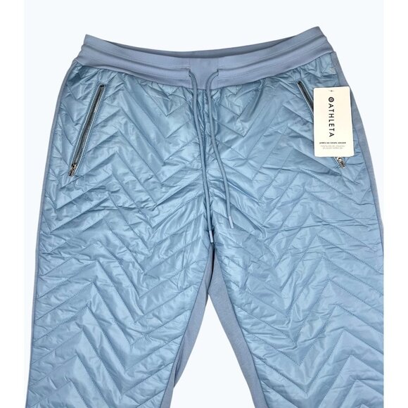 Athleta Womens Apres Ski Down Quilted Jogger Pants Heron Blue Drawstring 12P - Picture 4 of 16